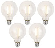 Комплект от 5 Интелигентни димируеми LED крушки E27 G95 прозрачни 7W 806lm 2700-6500K