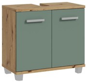 Шкаф за баня VENOM зелен/дъб артизан