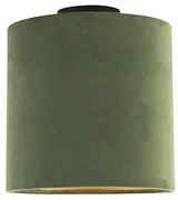 Таванна лампа с кадифен абажур зелен със злато 25 см - Combi Black