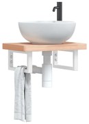 3302324 vidaXL Стенен рафт за мивка, стомана и масивно дърво бук