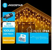 Aigostar - LED Екстериорни Коледни лампички 100xLED/8 функции 8x0,6m IP44 топло бял