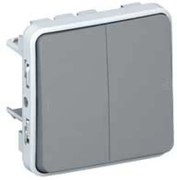 Legrand Сериен ключ за вграждане IP55 цвят Сив Plexo  - 069525