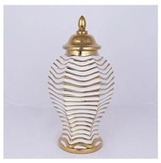 Керамичен буркан 42,2x21,1 см златист/бял