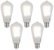 Комплект от 5 Интелигентни димируеми LED крушки E27 ST64 матирани 7W 806 lm 2700-6500K