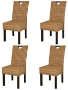 274360 vidaXL Трапезен стол, 4 бр, кубу ратан, мангово дърво