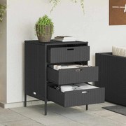 365551 vidaXL Градински шкаф за съхранение черен 55x59x80 см полиратан