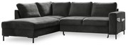 Тъмносив кадифен разтегателен ъглов диван (ляв ъгъл) Lofty Lilly – Miuform