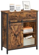 Скрин с плъзгащи врати и чекмеджета FIRA кафяв/черен