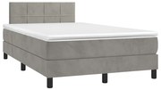 3270153 vidaXL Боксспринг легло с матрак и LED, светлосиво, 120x190 см, кадифе