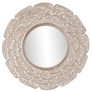 Стенно огледало DKD Home Decor 90 x 1,5 x 90 cm Кристал Естествен Бял Дърво манго Индианец Гранитогрес