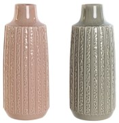 Ваза Home ESPRIT Розов Светло сив Порцелан 16 x 16 x 38 cm (2 броя)
