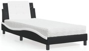 3208850 vidaXL Рамка за легло без матрак Zadar, черно и бяло, 100x200 см, изкуствена кожа