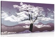 Картина на платно – Дърво залято с облаци