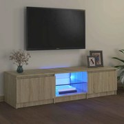 804295 vidaXL ТВ шкаф с LED осветление, дъб сонома, 140x40x36 см