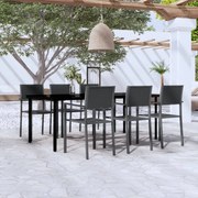 3099267 vidaXL Градински трапезен комплект, 7 части, черен