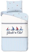 Бяло-синьо единично памучно спално бельо 140x200 cm Yachtclub – Good Morning