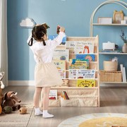 Детски шкаф за книги с рафтове от плат