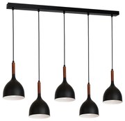 Пендел NOAK WOOD 5xE27/15W/230V черен/бук