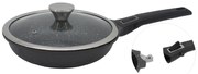 Тиган с капак и махаща се дръжка ZEPHYR ZP 4319 24NC, 24х5.5 см, Мраморно покритие, Индукция, Черен