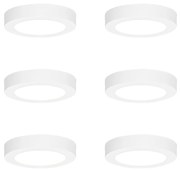 Комплект от 6 вградени или повърхностно монтирани прожектора бели 14 см вкл. LED 3-степенно димиране до топло с DIP превключвател - Trans