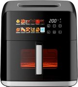 Фритюрник с горещ въздух Oliver Voltz OV51980CF, 1800W, 8 л, 80-200°C, 12 програми, Таймер, Горен и долен нагревател, Прозорец, LED, Черен