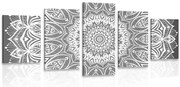 картини от 5 части – Мандала хармония в черно-бяло