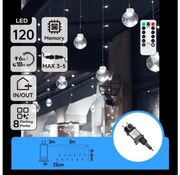 Aigostar - LED външна коледна гирлянда 120xLED/6W/230V/8 режима 3x0,6m IP44 студено бяло + дистанционно