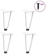 4012413 vidaXL Крака тип „фиба“ за масичка за кафе, 4 бр., бели, 20 см, масивна стомана