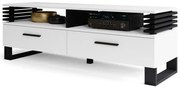 ГОК ТВ-145 Бял мат/Черен мат - МОДЕРЕН ТВ ШКАФ С ЛАМЕЛИ