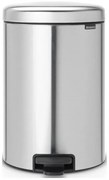 Кош за боклук с педал Brabantia NewIcon 649046, 20 л, Плавно затваряне, Противоплъзгаща основа, Устойчив на пръстови отпечатъци, Инокс/Мат