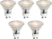 Комплект от 5 GU10 50mm LED крушки прозрачни 4.9W 450 lm 3000K
