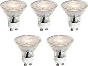 Комплект от 5 GU10 50мм прозрачни LED крушки 4.9W 450 lm 3000K