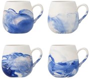 Бели/сини глинени чаши в комплект от 4 бр. 250 ml Lyre – Bloomingville