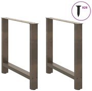 4013311 vidaXL Крака за трапезна маса, естествена стомана, 2 бр., 70 x (72-73) см, стомана