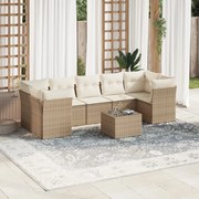 3217288 vidaXL Градински диван с възглавници, 8 части, бежов полиратан