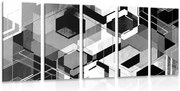 картини от 5 части – Абстрактна геометрия в черно-бял вариант