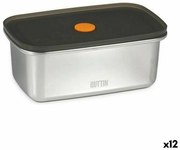 Херметическа Кутия за Обяд Quttin Неръждаема стомана Квадратен 1 L (12 броя)