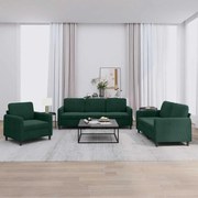 3201936 vidaXL Комплект дивани от 3 части, тъмнозелен, кадифе