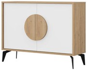 Нисък скрин с дъбов декор в бял и естествен цвят 110x82 cm Vae - Marckeric