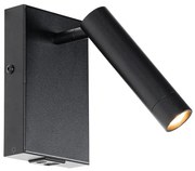 Модерна стенна лампа черна с регулируем USB - Croft