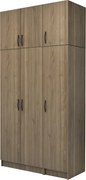 Меламинов гардероб Vivian с три врати и шкаф в цвят орех 120x51.8x240см.