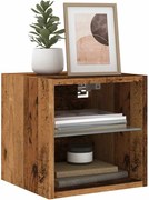 857672 vidaXL ТВ шкаф за стена с LED осветление Старо дърво 30x28,5x30 cm