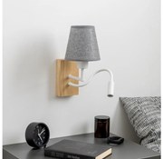 Brilagi - LED Аплик NUBILA WOOD 1xE27/25W/230V + LED/3W дъб/сив