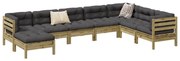 3299580 vidaXL Градински комплект диван с възглавници 8 части, импрегниран бор