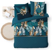 Синьо двойно удължено памучно спално бельо 240x220 cm Alianor – douceur d'intérieur