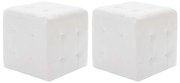 278389 vidaXL Пуфове, 2 бр, бели, 30x30x30 см, изкуствена кожа