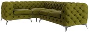 Зелен кадифен ъглов диван (ляв ъгъл/L форма) Chelsea – Ropez