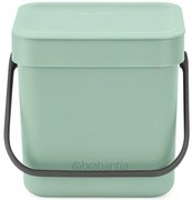 Кош за разделно събиране на боклук Brabantia Sort&Go 1005520, 3 л, Дръжка, Възможност за стенен монтаж, Светлозелен