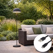 Подова лампа за външен монтаж черна акумулаторна 3-степенна димируема - Keira