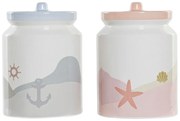 Буркан DKD Home Decor Dolomite, Син, Розов, 2,3 L, 2 броя, 15 x 15 x 22 cm